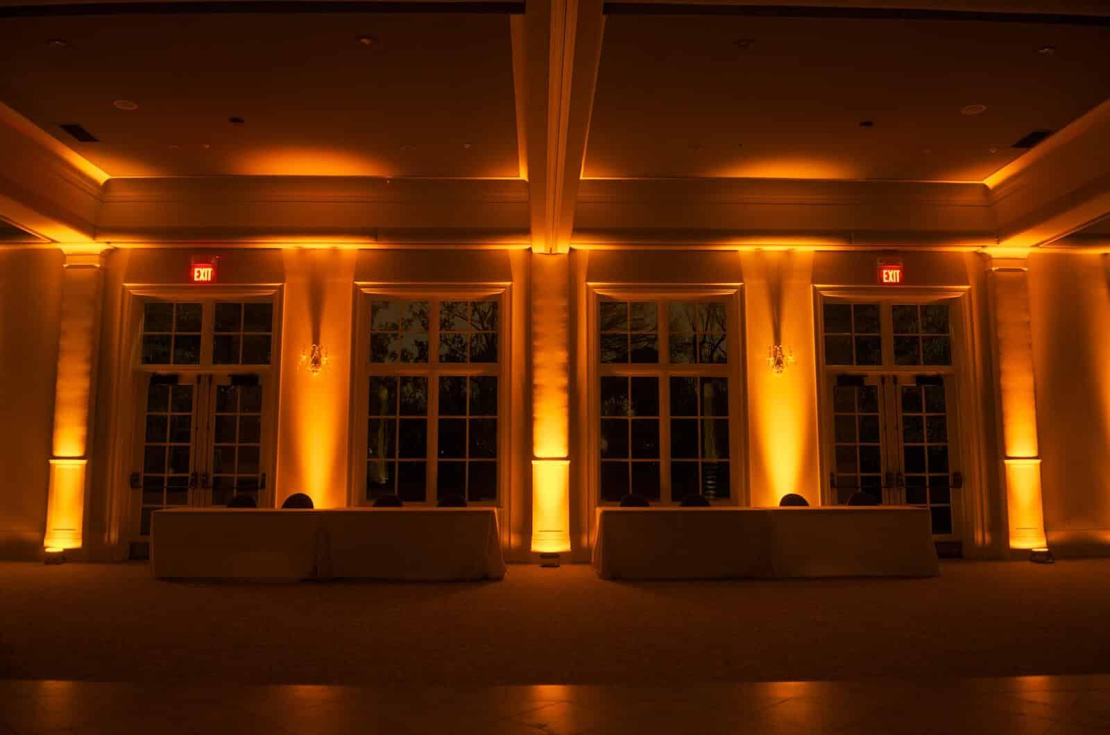 Warm lighting at an event venue